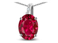 Star K Oval 8x6 Created Ruby Journey Pendant Necklace