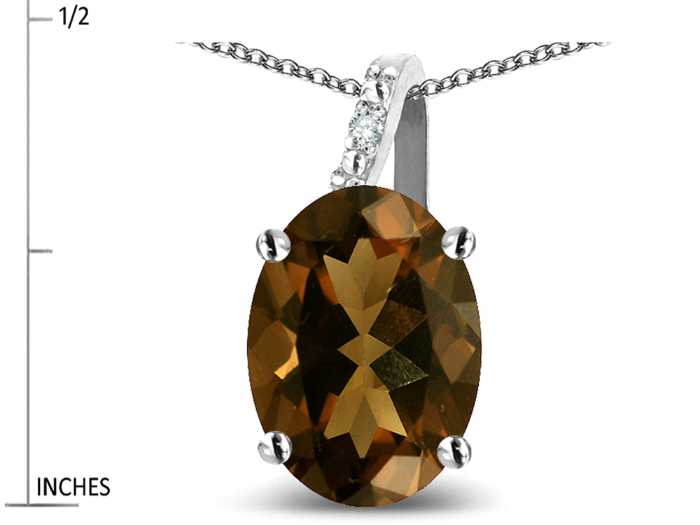 Star K Oval 8x6 Genuine Smoky Quartz Journey Pendant Necklace