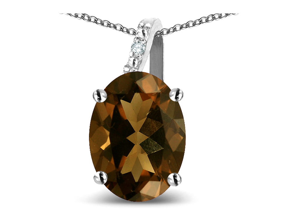 Star K Oval 8x6 Genuine Smoky Quartz Journey Pendant Necklace