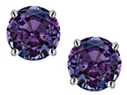 Star K Classic Round  6mm Simulated Alexandrite Four Prong  Stud Earrings