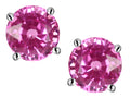 Star K Classic Round  6mm Created Pink Sapphire Four Prong  Stud Earrings