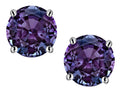 Star K Classic Round  6mm Simulated Alexandrite Four Prong  Stud Earrings