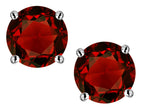 Star K Classic Round  6mm Genuine Garnet Four Prong Stud Earrings