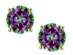 Star K Classic Round  6mm Rainbow Mystic Topaz  Four Prong  Stud Earrings