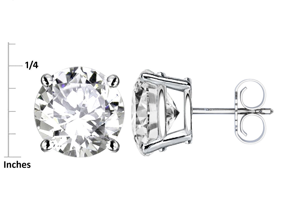 Star K Classic Round  7mm Created Pink Sapphire Four Prong  Stud Earrings