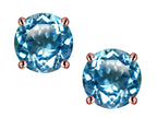 Star K Classic Round  7mm Genuine Blue Topaz  Four Prong Stud Earrings