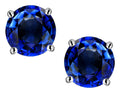 Star K Classic Round  7mm Created Sapphire Four Prong Stud Earrings