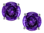Star K Classic Round  7mm Genuine Amethyst  Four Prong Stud Earrings