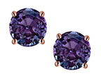 Star K Classic Round 7mm Simulated Alexandrite Four Prong  Stud Earrings