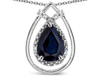 Star K 8x6 Pear Shape Genuine Black Sapphire Halo Pendant Necklace