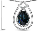Star K 8x6 Pear Shape Genuine Sapphire Halo Pendant Necklace