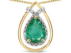 Star K 8x6 Pear Shape Genuine Emerald Halo Pendant Necklace