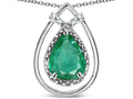 Star K 8x6 Pear Shape Genuine Emerald Halo Pendant Necklace