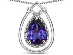 Star K 8x6 Pear Shape Genuine Iolite Halo Pendant Necklace