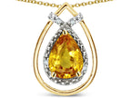 Star K 8x6 Pear Shape Genuine Citrine Halo Pendant Necklace