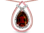 Star K 8x6 Pear Shape Genuine Garnet Halo Pendant Necklace