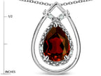 Star K 8x6 Pear Shape Genuine Garnet Halo Pendant Necklace