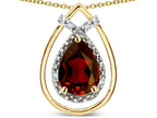 Star K 8x6 Pear Shape Genuine Garnet Halo Pendant Necklace
