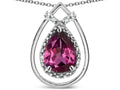Star K 8x6 Pear Shape Genuine Rhodolite Halo Pendant Necklace
