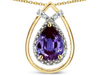 Star K 8x6 Pear Shape Simulated Alexandrite Halo Pendant Necklace