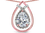 Star K 8x6 Pear Shape Genuine White Topaz Halo Pendant Necklace