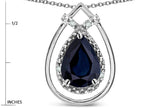 Star K 8x6 Pear Shape Genuine Black Sapphire Halo Pendant Necklace