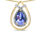 Star K 8x6 Pear Shape Genuine Tanzanite Halo Pendant Necklace