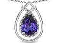 Star K 8x6 Pear Shape Genuine Iolite Halo Pendant Necklace