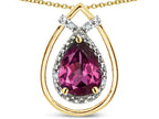 Star K 8x6 Pear Shape Genuine Rhodolite Halo Pendant Necklace