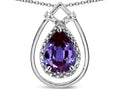 Star K 8x6 Pear Shape Simulated Alexandrite Halo Pendant Necklace