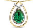 Star K 8x6 Pear Shape Simulated Emerald Halo Pendant Necklace