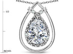 Star K 8x6 Pear Shape Genuine White Topaz Halo Pendant Necklace