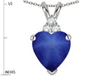 Star K 8mm Heart Shape Created Star Sapphire Three Stone Pendant Necklace
