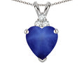 Star K 8mm Heart Shape Created Star Sapphire Three Stone Pendant Necklace