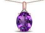 Star K Expressions Large 12x10mm Oval Genuine Amethyst Pendant Necklace