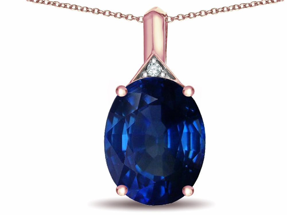 Star K Expressions Large 12x10mm Oval Created Sapphire Pendant Necklace