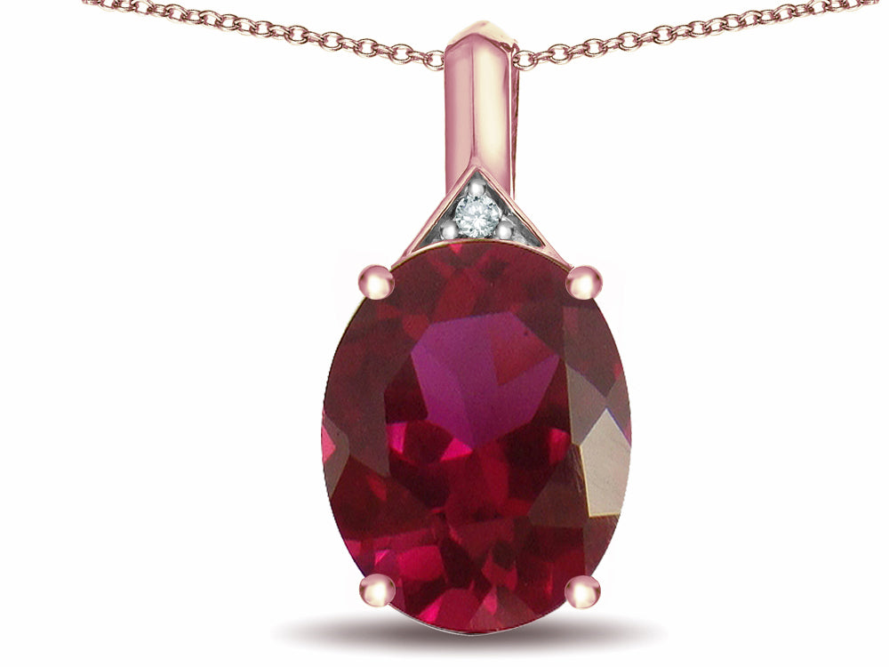 Star K Expressions Large 12x10mm Oval Created Ruby Pendant Necklace