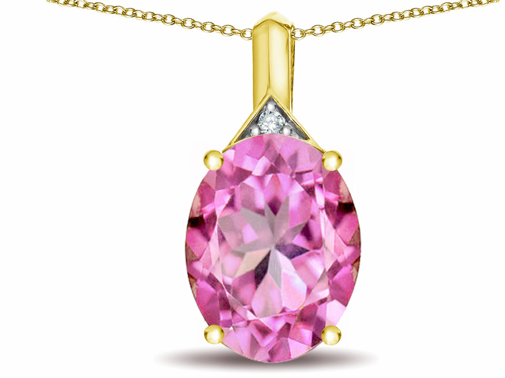 Star K Expressions Large 12x10mm Oval Created Pink Sapphire Pendant Necklace