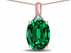 Star K Expressions Large 12x10mm Oval Simulated Emerald Pendant Necklace