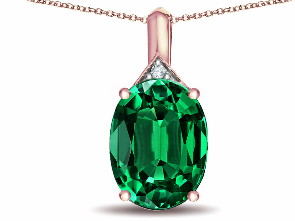 Star K Expressions Large 12x10mm Oval Simulated Emerald Pendant Necklace