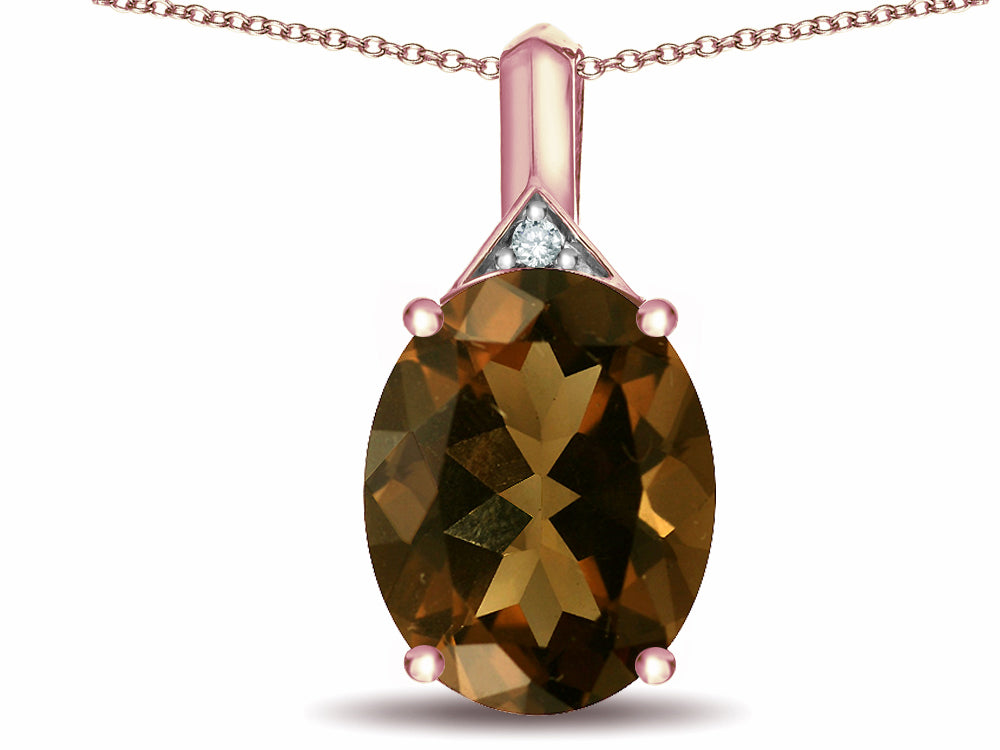 Star K Expressions Large 12x10mm Oval Genuine Smoky Quartz Pendant Necklace