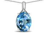 Star K Expressions Large 12x10mm Oval Genuine Blue Topaz Pendant Necklace