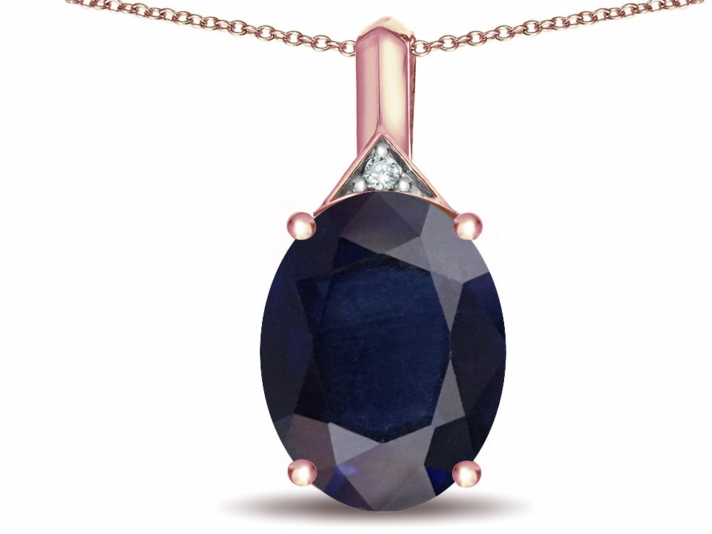 Star K Expressions Large 12x10mm Oval Genuine Black Sapphire Pendant Necklace