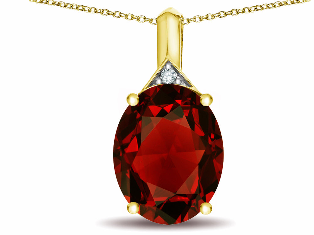 Star K Expressions Large 12x10mm Oval Genuine Garnet Pendant Necklace