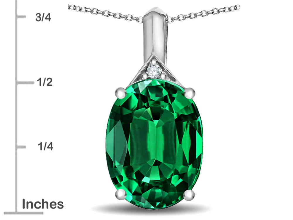 Star K Expressions Large 12x10mm Oval Simulated Emerald Pendant Necklace