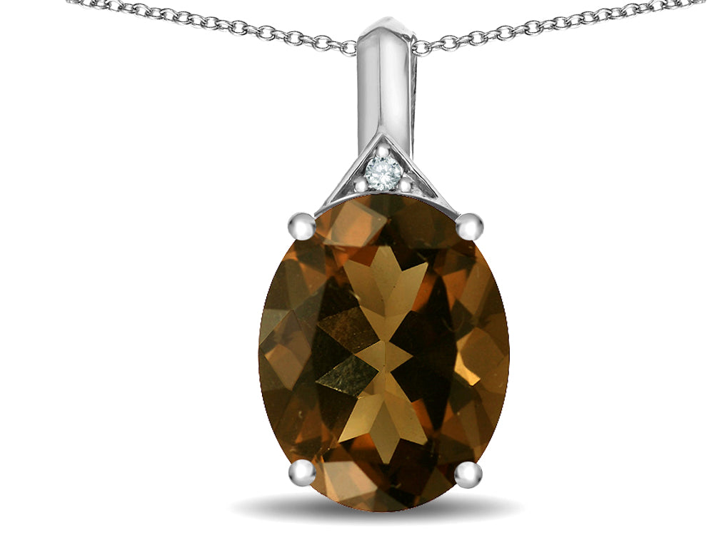 Star K Expressions Large 12x10mm Oval Genuine Smoky Quartz Pendant Necklace