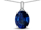 Star K Expressions Large 12x10mm Oval Created Sapphire Pendant Necklace