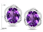 Star K ™ Large Love Knot Earrings with Oval 8 x 6mm Genuine Amethyst