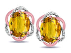 Star K  Large Love Knot Earrings with Oval 8 x 6mm Genuine Citrine