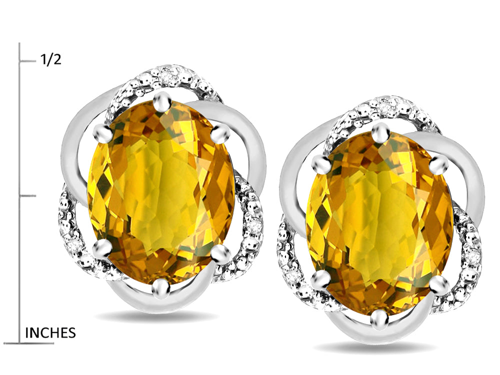 Star K ™ Large Love Knot Earrings with Oval 8 x 6mm Genuine Citrine